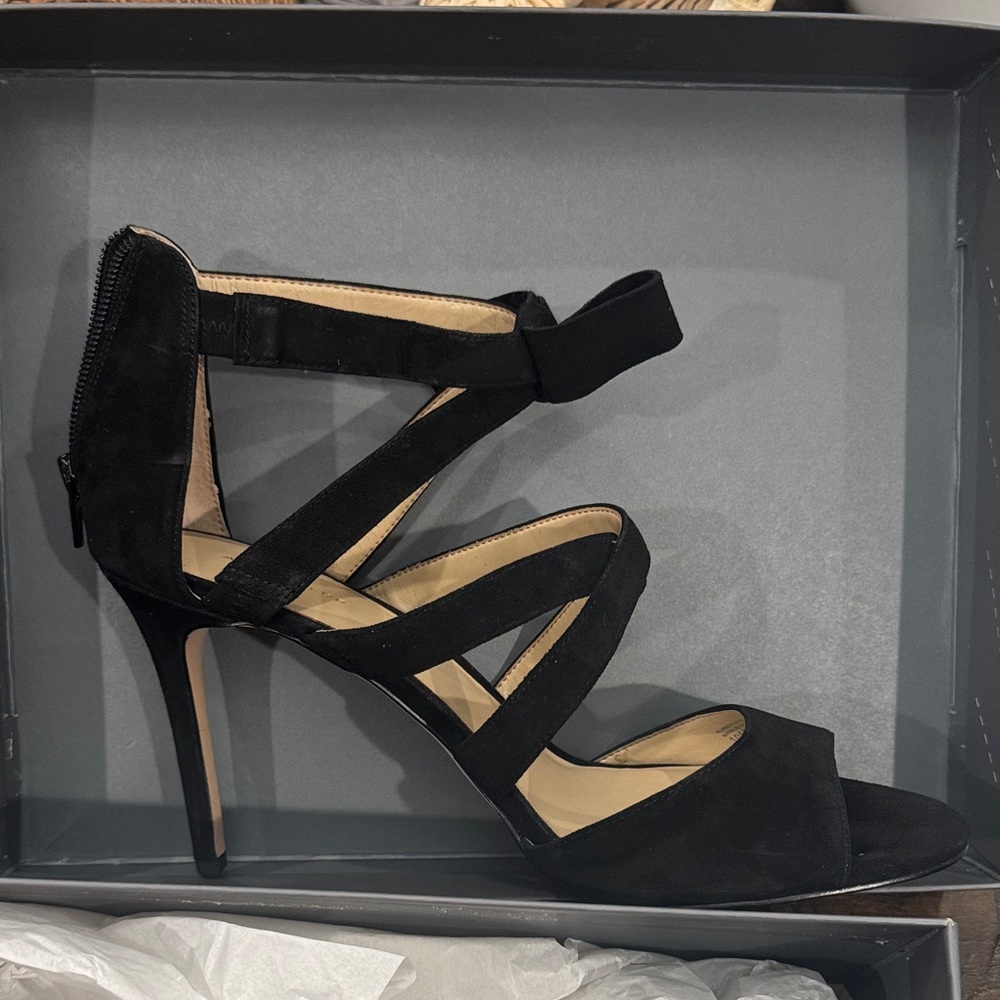 Ann Taylor Black Strappy Heels size 10. Worn once